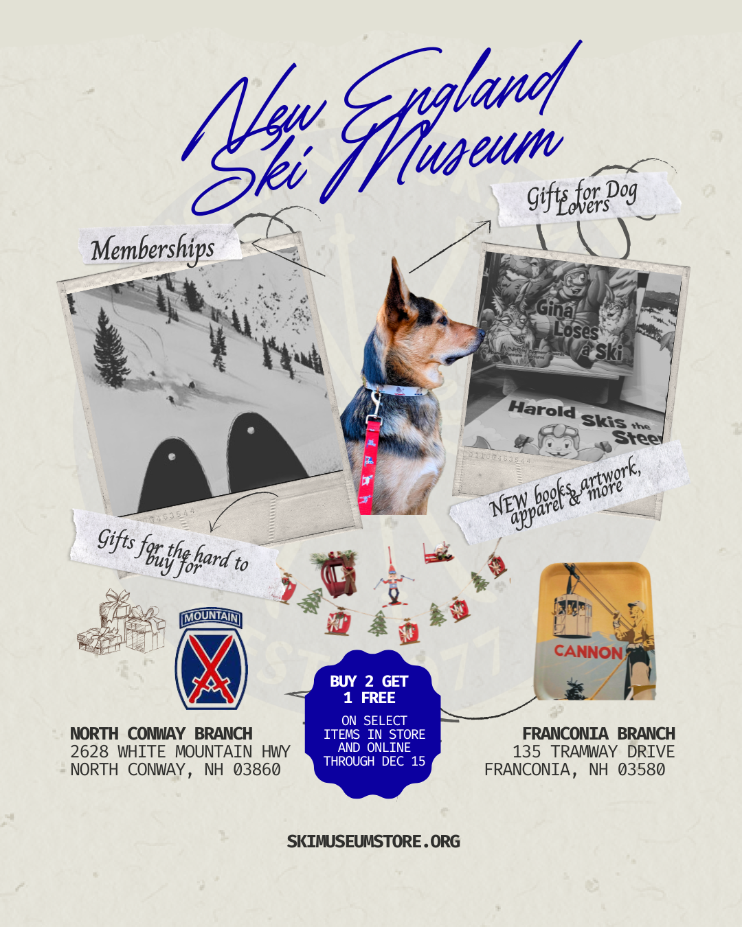 New England Ski Museum holiday gift guide New England Ski Museum holiday gift guide featuring curated ski gifts and winter memorabilia